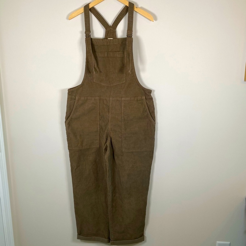 Aerie Ribbed Corduroy Classic Long Overalls‎ Gardening Farming Brown Size Medium